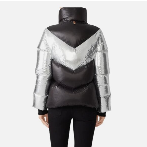 Mackage Jess Mixed Media Goose Puffer Black Silver Jacket Coat, Size SM - Picture 2 of 2